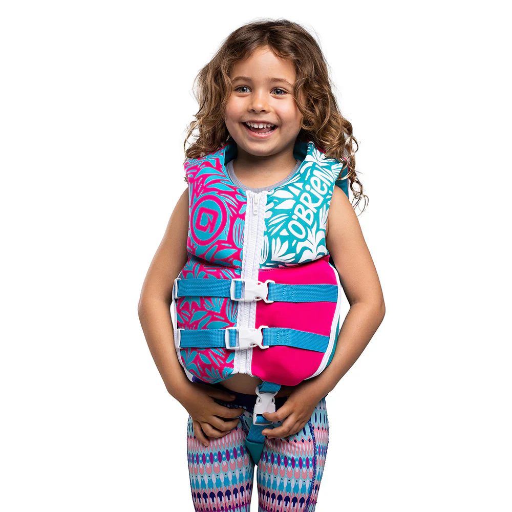 O'Brien Traditional Child Life Jacket - Pink/Aqua - Image 2
